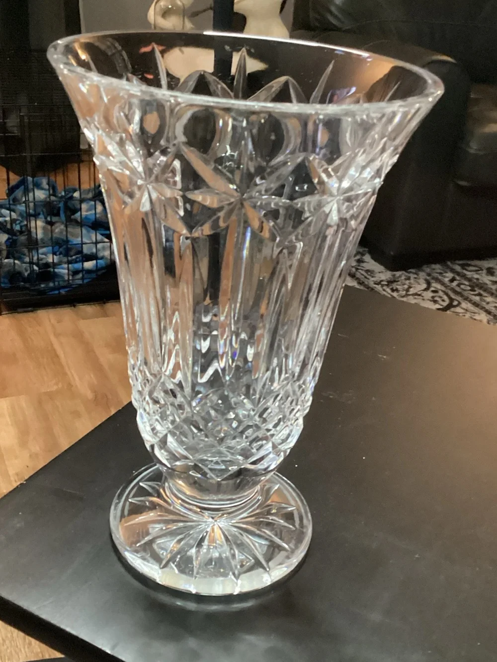Waterford Starburst Cut Crystal Footed Vase - 10” X 7” - Beautiful Piece